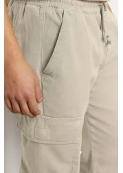  Collection بنطال كارجو بقصة عادية بلون حجري للجنسين - خصر مطاطي، قصة مربوطة TMNSS24PL00003