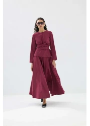 Tailors Room Tie Detailed Suit - Claret Red