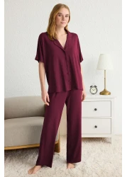  Collection Dark Cherry Comfortable Molded Viscose Maternity Pajama Set