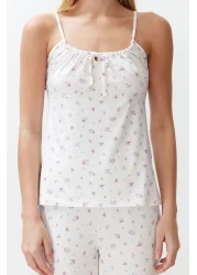  Collection Colorful Floral Print White Knitted Sleepwear Set - Thmss24Pt00233