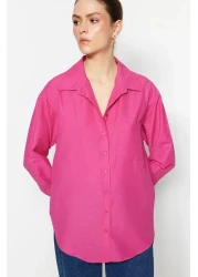  Collection Fuchsia Single Pocket Boyfriend/Wide Fit Cotton Woven Shirt TWOAW20GO0115