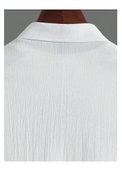 Fifty Color Bürümcük Crinkle Fabric Summer Lycra Women's Men's Long Sleeve Shirt and Sweatpants Set