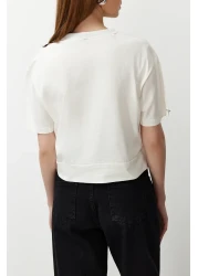 Edit by  White Leopard Halter Detailed Knitted T-Shirt TEDSS24TS00001