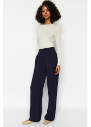  Collection Navy Blue Wide Leg Woven Trousers - Twoaw22Pl0139