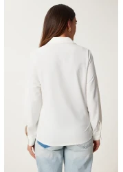 Happiness İstanbul قميص بوبلين نسائي مزين بالذهب على شكل عظمة US00975