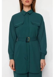  Modest Emerald Green Woven Top and Bottom Set TCTSS24US00061