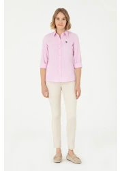U.S. Polo Assn. قميص نسائي وردي بأكمام طويلة - موديل أساسي50288851-vr041