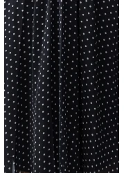  Collection فستان متوسط ​​الطول من الشيفون المبطن باللون الأسود وحزام منقط TWOSS24EL00839