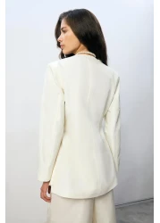 Touche Prive Button Detail Asymmetric Jacket Pants Suit