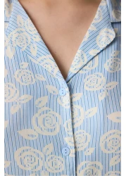 Penti Roses Shirt Pants Light Blue Pajama Set