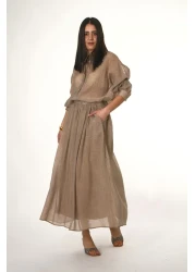 ABBRA Women's Sheer Pocket Shirt Skirt Set