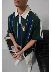 İLKCET MODA إيطاليا التطريز للجنسين تي شيرت كبير الحجم