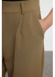  Collection High Waist Wide Leg Pleated Fabric Pants - Light Khaki Twoaw21Pl0076