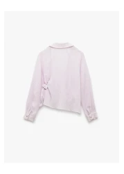 Koton بلوزة مزدوجة الصدر بأكمام طويلة وقصة غير متماثلة مع تفاصيل إكسسوارات معدنية