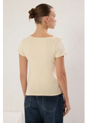  Collection Drape Detailed Stone Drawstring Knitted Blouse - Sitting on the Body, Twoss25Bz00278