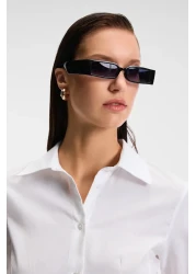 GRIMELANGE قميص PAPILUS النسائي العادي 100% من القطن العضوي الرقيق ذو الياقة الطويلة والأكمام الطويلة باللون الأبيض