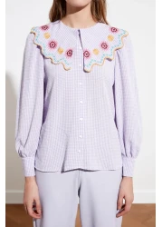 Collection Lilac Embroidered - Seersucker Regular Shirt TWOSS21GO0232