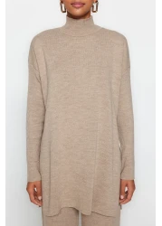  Modest Mink Slit Knitwear - Wide Leg and Bottom-Top Set (Tctaw24Us00028)