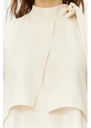  Modest Stone Collar Tie Detail Woven Dress TCTSS23EB00283