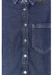  Collection Sustainable Dark Blue Oversize Denim Shirt - 100% Tencel ™ Twoss24Go00141