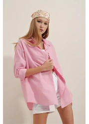 Bigdart 3900 قميص أساسي طويل كبير الحجم - وردي