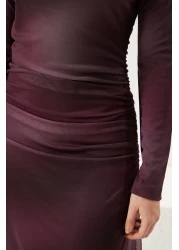  Modest Purple Gradient Knitted Dress Tctss25Eb00043