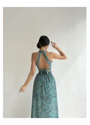 LİSAA BUTİK فستان بيزلي منقوش بدون ظهر