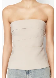  Collection بلوزة من فرو المنك بدون حمالات - منسوجة، مناسبة، TWOSS24BZ00348