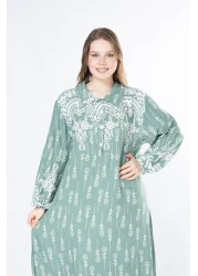 mervemoda Women's long plus size woven viscose dress