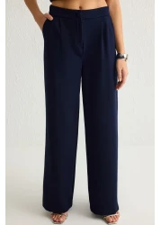  Collection Dark Navy Wide Leg Pleated Trousers - Twoss21Pl0189