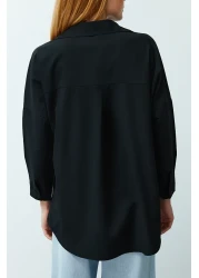 Edit by  قميص أسود منسوج كبير الحجم - TEDSS24GO00000