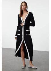  Collection فستان تريكو طويل أسود بألوان متعددة - TWOAW24EL00017