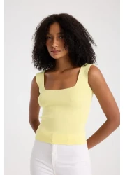 İLKCET MODA Square Neck Sleeveless Crop Women's Knitwear