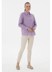 U.S. Polo Assn. Women's Lilac Linen Blended Long Sleeve Basic Shirt 50298098 -Vr034