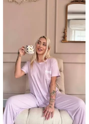 Pijamaevi طقم بيجامة نسائي من الدانتيل بأكمام قصيرة من ليلك دبلن