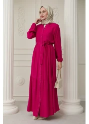 InStyle فستان فوشيا فيسكوز مع نقطة أمامية