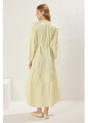 Modest Light Yellow Lace Detailed Cotton Woven Dress Tctss25Eb00081