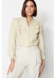  Collection Cotton Beige Lace Shirt - Regular Fit TWOSS20GO0044