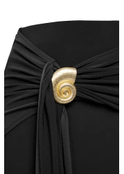  Collection Limited Edition Black Bodysitting Accessory Detailed Knitted Long Skirt Tprss25Et00004