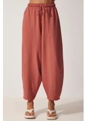 Happiness İstanbul بنطلون شالوار من الكتان والفيسكوز بجيب وردي مغبر للسيدات CV00001