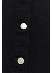  Collection Black Button Closure Denim Jeans Skirt TCTSS23EE00024