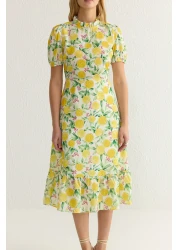  Collection Yellow Floral Ruffles Midi Woven Dress Twoss20El0894