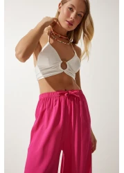 Happiness İstanbul بنطلون فوشيا صيفي فيسكوز بالازو للسيدات EN00610