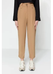  Collection Mink Carrot High Waist Polyviscose Woven Fabric Pants Twoss22Pl0280