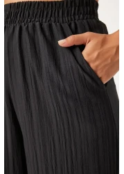 Happiness İstanbul سترة بالازو بحزام أسود ومجموعة محبوكة - BY00055