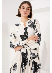 Bigdart 2423 Model Authentic Patterned Dress - D. Cream