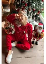 Pijamaevi طقم بيجامة من الصوف المخملي المنقوش للعام الجديد