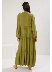  Modest Oil Green Viscose Unlined Woven Dress Tctss24Eb00221