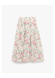 Koton تنورة زهرية واسعة الخصر بتفاصيل كومة عالية