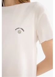 Defacto Pajama Sets Short Sleeve Top Flexible Waisted Long Bottom-Fall in Love F1595Ax25Sm